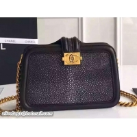Original Cheap Chanel Pearl Leather Vanity Case Bag 7040318 Black