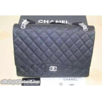 Crafted Chanel Maxi A47600 Classic Double Flap Bag in Caviar Leather Black