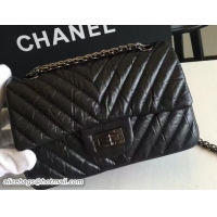 Classic Chanel Chevron 2.55 Reissue Size 224 Classic Flap Bag 7040513 So Black