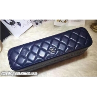 Classic Style Chanel Lambskin Cosmetic Pouch Long Bag 7040521 Navy Blue