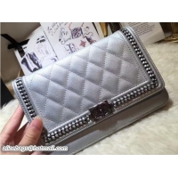 Durable Chanel Calfskin Chain Boy Wallet On Chain WOC Bag A83222 Silver