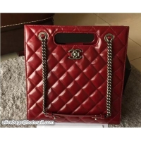 Buy Ladies Chanel Calfskin Small Shopping Tote Bag A93058 Red