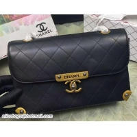 Traditional Discount Chanel Lambskin Golden CC Logo Flap Bag A93515 Black