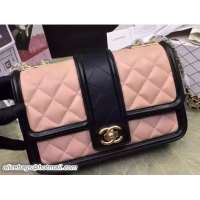 Hot Style Chanel Quilted/Light Gold Metal Calfskin Small Flap Bag A91365 Black/Nude Pink