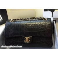 Good Quality Chanel Croco Pattern Rhino Skin Classic Flap Medium Bag 7041003 Black