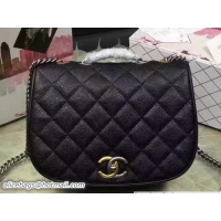 Big Enough Chanel Grained Calfskin Casual Pocket Small Messenger Bag A98553 Black/Gold/Silver