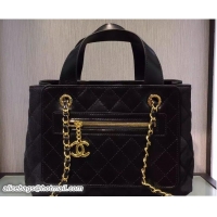 Cheap Price Chanel Denim and Calfskin/Light Gold Metal Large Shopping Bag A93559 Black