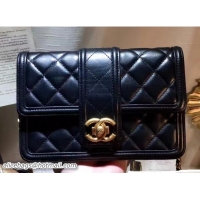 Good Quality Chanel Quilted/Light Gold Metal Lambskin Wallet On Chain WOC Bag A84021 Black