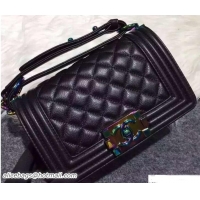 Chanel Iridescent Small Boy Flap Bag black with Rainbow Hardware 7041402 black