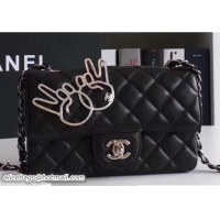 Shop Chanel Lambskin and Strass Fingers Small Classic Flap Bag 7041409 Black