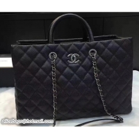 Fashion Luxury Chanel Quilted Grained Calfskin Large Shopping Bag A93525 Black