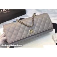 Big Enough Chanel Lambskin with Fantasy Pearls Evening Flap Bag A98571 Gray