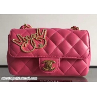 Fashion Luxury Chanel Lambskin and Strass Extra Mini Classic Flap Bag A91380 Pink