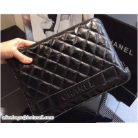 Traditional Discount Chanel Metallic Crumpled Lambskin Pouch Small Clutch Bag A82500 Black