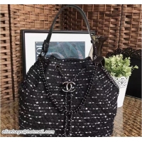 Shop Duplicate Chanel Tweed and Calfskin Large Chain Drawstring Bucket Bag A91278
