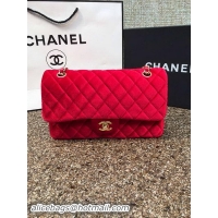 Unique Style Chanel 2.55 Series Flap Bags Original Red Velvet Leather A1112 Gold