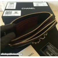 Classic Hot Chanel Double Zipped Small Clutch Chain Bag A82527 Lambskin Black/Gold