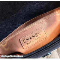 Shop Duplicate Chanel Grained Calfskin Flap with Top Handle A93660 Medium Bag Blue