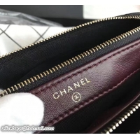 Pretty Style Chanel Chevron Double Zipped Small Clutch Chain Bag A82527 Black