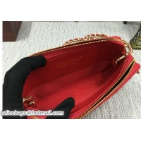 Lower Price Chanel Double Zipped Small Clutch Chain Bag A82527 Red/Gold