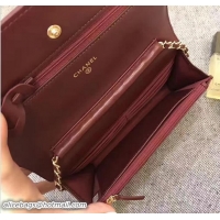Durable Chanel Chevron Wallet On Chain WOC Bag CH61804 Burgundy/Gold