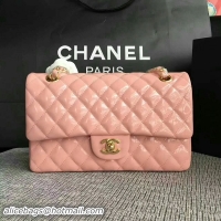 Grade Chanel Flap Shoulder Bags Light Pink Original Patent Leather CF1112 Glod