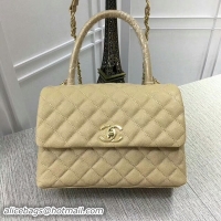 Charming Chanel Caviar Leather Top Handle Bag 92991 Gold