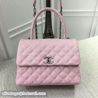 Sophisticated Chanel Caviar Leather Top Handle Bag 92991 Pink