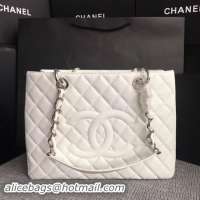 Good Quality Chanel LE Boy Grand Shopping Tote Bag GST White Cannage Pattern A50995 Silver