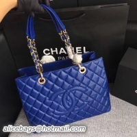 Best Price Chanel LE Boy Grand Shopping Tote Bag GST Blue Cannage Pattern A50995 Gold