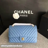 Sophisticated Chanel Flap Shoulder Bags Skyblue Original Calfskin Leather CF1112 Glod