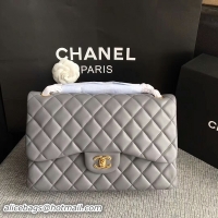 Sumptuous Chanel Flap Shoulder Bags Grey Original Lambskin Leather CF1113 Glod