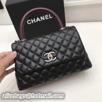 Classic Hot Chanel Classic Red Top Handle Bag Original Leather A92991 Black