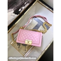 Best Quality Boy Chanel Flap Shoulder Bag Sheepskin Leather A67085E Pink