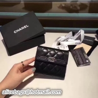 Hot Style Boy Chanel Matelasse Bi-Fold Wallet Sheepskin CHA5261 Black