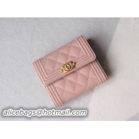 Most Popular Chanel Matelasse Bi-Fold Wallet Pink Cannage Patterns A48980 Gold
