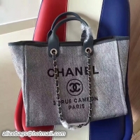 Duplicate Chanel Deauville Tote Bag Original Canvas Leather A68047-5