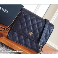 Good Quality Chanel Grained Calfskin Classic Wallet On Chain WOC Bag A84310 Black