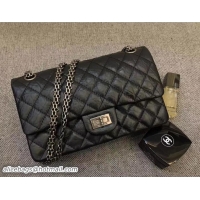 Grade Chanel 2.55 Reissue Size 226 Classic Flap Bag in wrinkle leather Black/Silver A92331