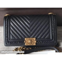 Pretty Style Chanel Patinated Chevron Boy Braided Old Medium Flap Bag 10551 Black Cruise 2018