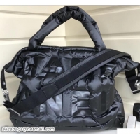 Discount Chanel Embossed Nylon Doudoune Bowling Bag A91937 Black 2018