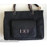 Trendy Design Chanel Grained Calfskin Archi Chic Large Shopping Bag A57221 Black/Silver 2018