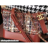 Best Chanel Tweed/Calfskin Gabrielle Small Hobo Bag A91810 Brick Red 2018