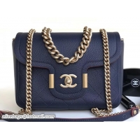 Trendy Design Chanel Grained Calfskin Archi Chic Small Flap Bag A57217 Navy Blue/Gold 2018