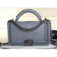 Good Quality Chanel Python Chain Top Handle Boy Flap Bag 31012 Gray/Silver 2018