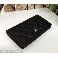 Fashion Luxury Chanel Grained Calfskin Leather Silver-tone Metal Wallet A31509 Black 2018