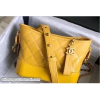 Sophisticated Chanel Patent Goatskin Gabrielle Small Hobo Bag A91810 Yellow 2018