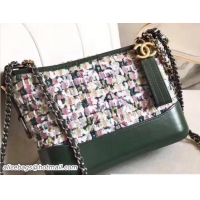 Good Quality Chanel Tweed/Calfskin Gabrielle Small Hobo Bag A91810 Green 2018