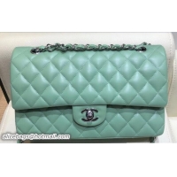 Trendy Design Chanel Classic Flap Medium Bag A1112 Light Green in Original Leather with Silver Hardware 2018