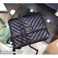 Top Quality Chanel Chevron Reissue Classic Wallet On Chain WOC Bag A84310 Black